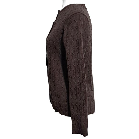 Eddie Bauer Womens Brown Cable Knit Button-Up Cardigan Sweater M Y2K - Picture 10 of 11